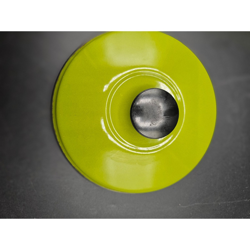 Vintage Enamelware Replacement Lid Chartreuse Lime Green 8 Inch Round Black Knob